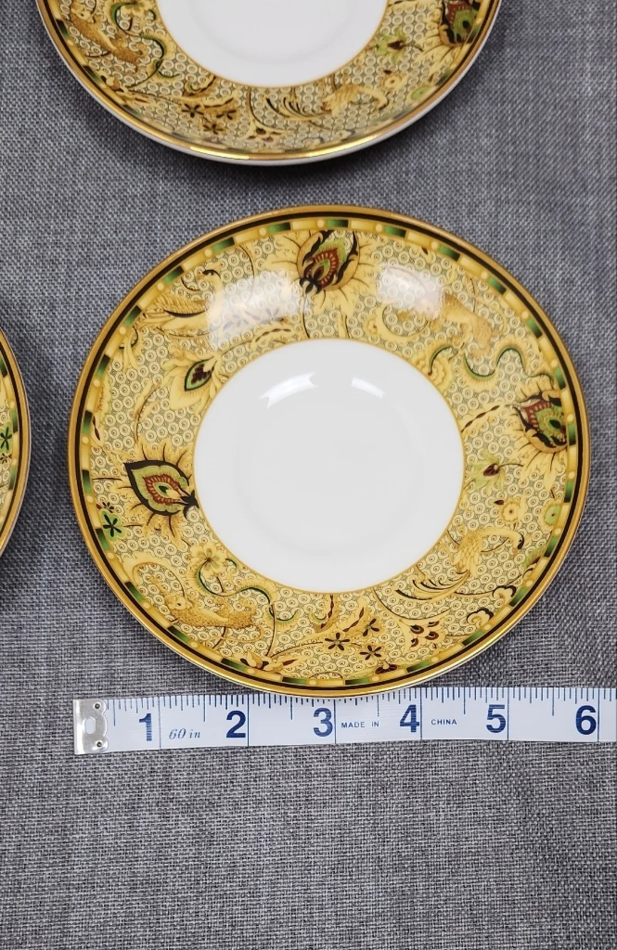 Vintage Wedgwood England Persia Pattern Fine China 7 Piece Saucer Plate set.